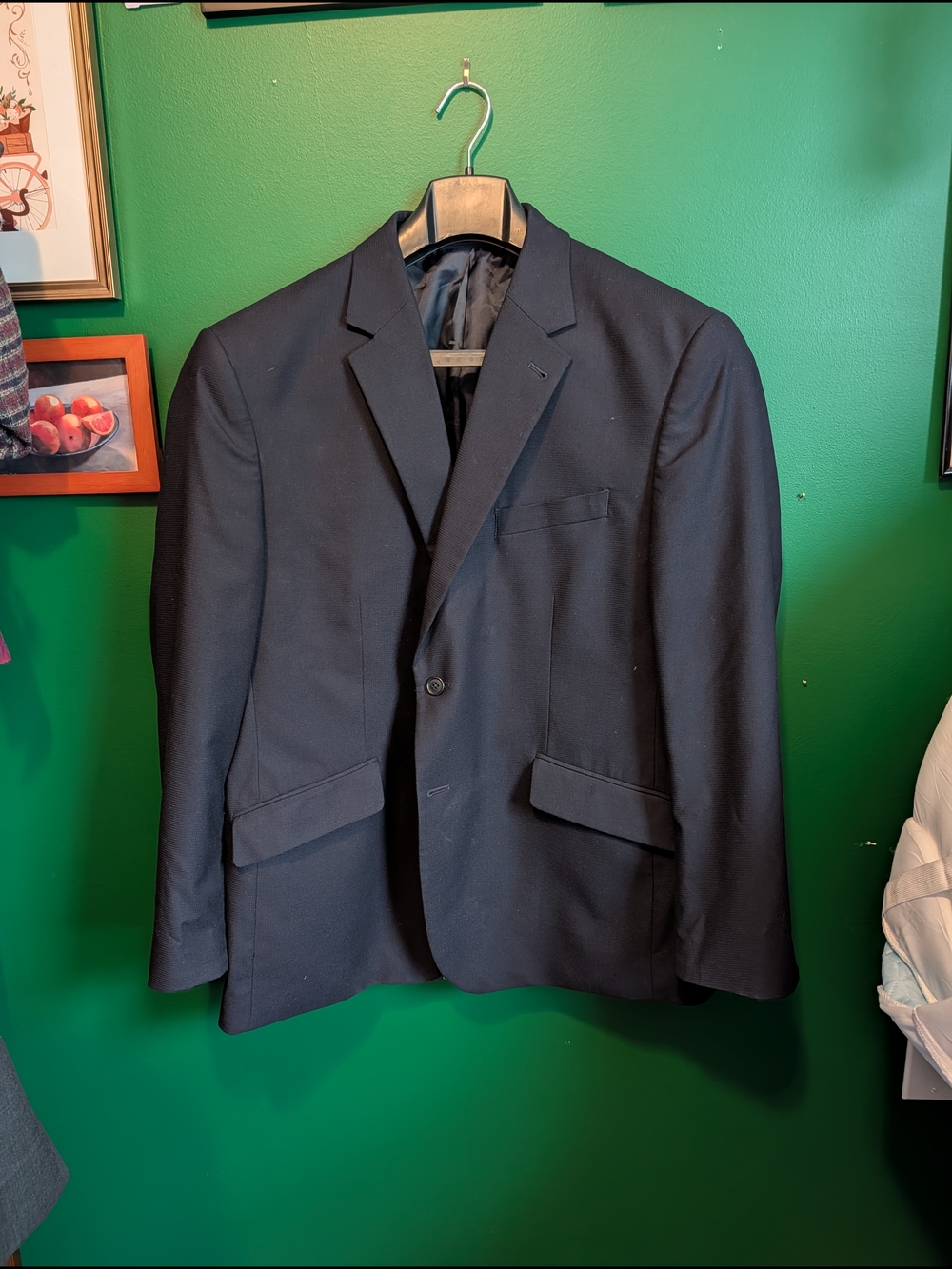 Kenneth Cole Navy Blue Single-Breasted Blazer
